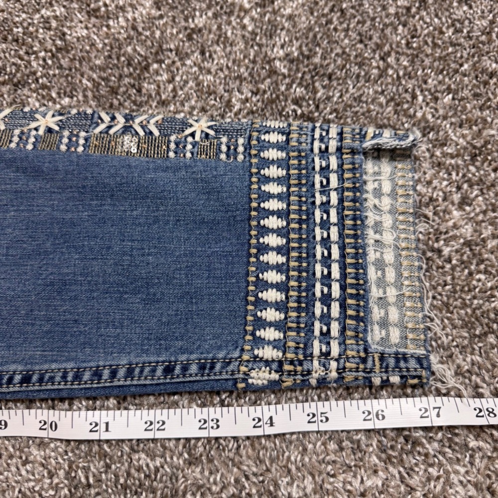 Miss Me Mid Rise Skinny Distressed Embroidered Jeans Boho Western Indie 27x27 - Picture 12 of 12